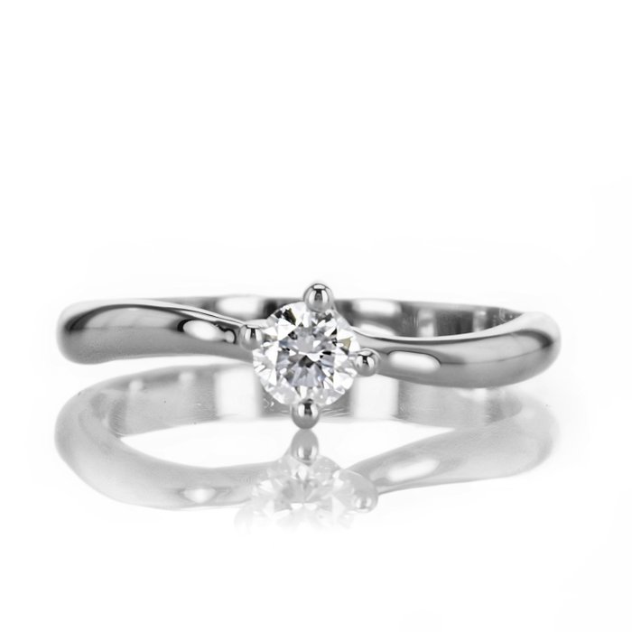 Forlovelsesring - 14 karat Hvidguld -  0.26ct. tw. Diamant (Natur)