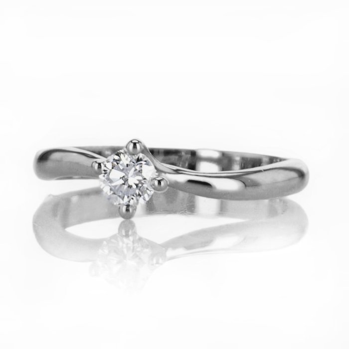 Forlovelsesring - 14 karat Hvidguld -  0.26ct. tw. Diamant (Natur)