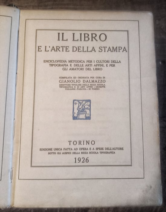 Gianolio - Il Libro e l'Arte della Stampa - 1926