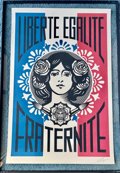 Shepard Fairey (OBEY) - Shepard Fairey (OBEY) (1970) - Liberté Égalité Fraternité   Impression offset - Signé à la main - - 2010‹erne