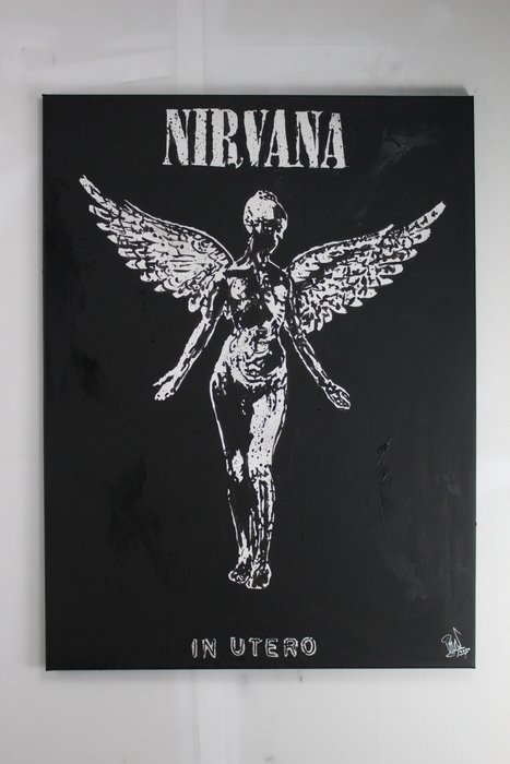 Nirvana - Kurt Cobain - handpainted and signed painting - by artist Vincent Mink.