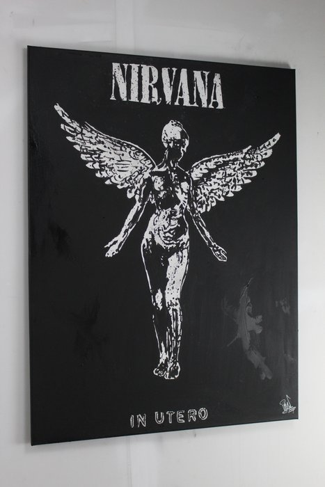 Nirvana - Kurt Cobain - handpainted and signed painting - by artist Vincent Mink.