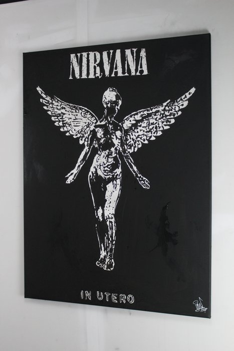 Nirvana - Kurt Cobain - handpainted and signed painting - by artist Vincent Mink.