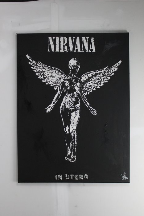 Nirvana - Kurt Cobain - handpainted and signed painting - by artist Vincent Mink.