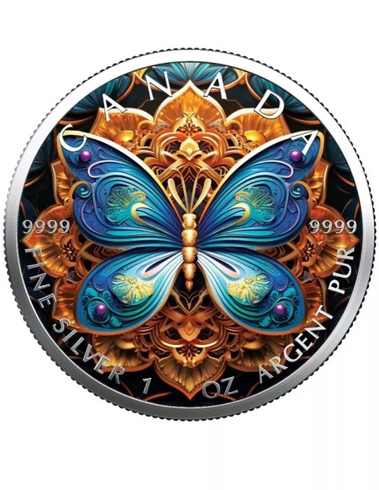 Canada. 5 Dollars 2024 Maple Leaf - Butterfly, 1 Oz (.999)  (Ingen mindstepris)