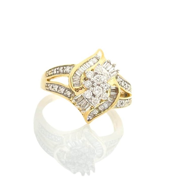 Ring - 14 karat Gulguld -  058ct tw Diamant (Natur)  - Diamant - Gulguld diamantring