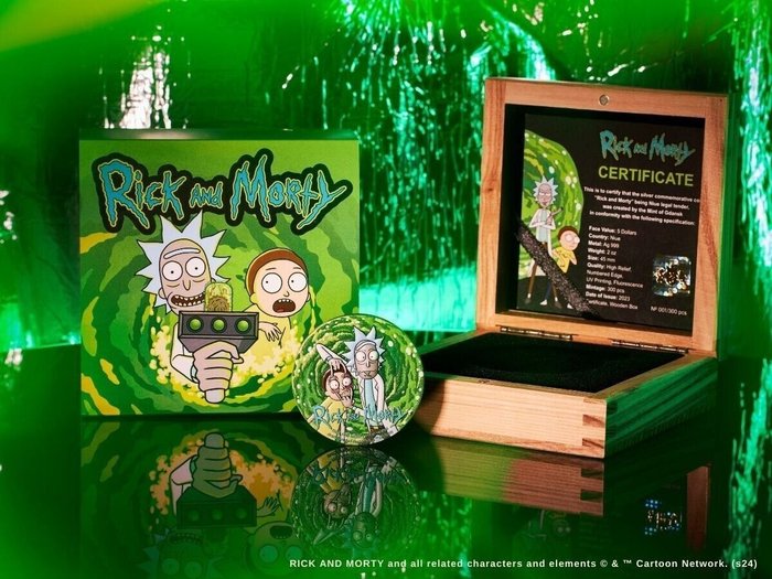 Niue. 5 Dollars 2023 Rick and Morty, 2 Oz (.999)