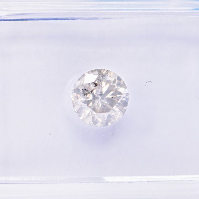 Ingen mindstepris - 1 pcs Diamant  (Naturfarvet)  - 071 ct - Rund - Light Brunlig Grønlig Grå - I2 - International Gemological Institute (IGI)