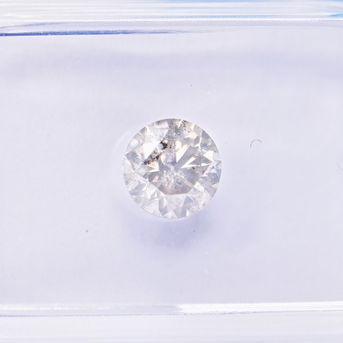 Ingen mindstepris - 1 pcs Diamant  (Naturfarvet)  - 071 ct - Rund - Light Brunlig Grønlig Grå - I2 - International Gemological Institute (IGI)