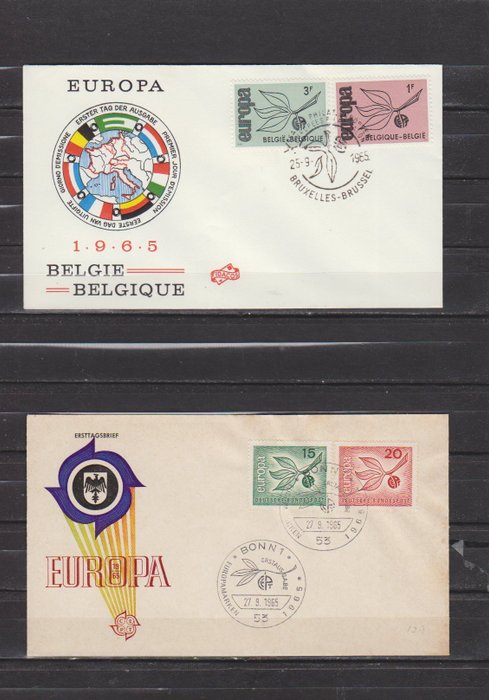 Europa CEPT 1965/1969 - Komplet samling af Europa CEPT FDC med alle forskellige versioner pr. FDC pr. land. - Europa CEPT FDC Michel België 1399/1400 t/m Cyprus 319/321 onbeschreven en gelopen.