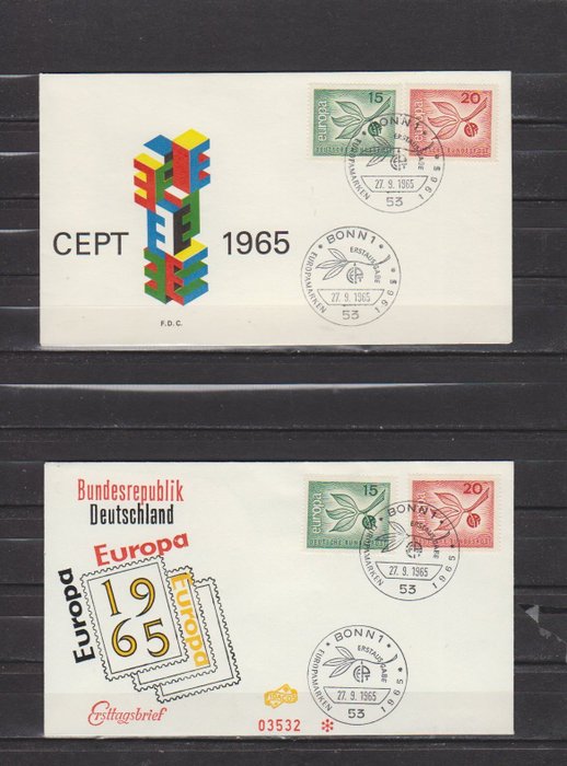 Europa CEPT 1965/1969 - Komplet samling af Europa CEPT FDC med alle forskellige versioner pr. FDC pr. land. - Europa CEPT FDC Michel België 1399/1400 t/m Cyprus 319/321 onbeschreven en gelopen.