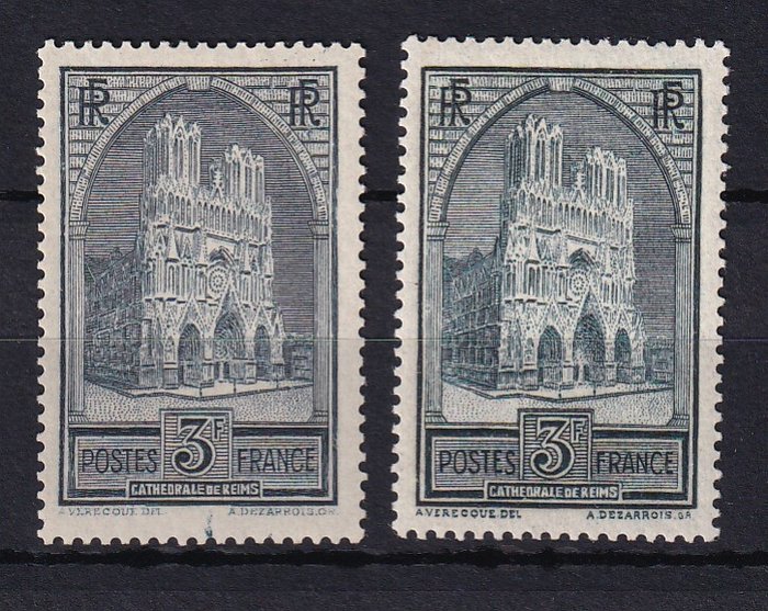 Frankrig 1929/1931 - Type I og IV, Reims Katedral - Yvert n°259 et 259c