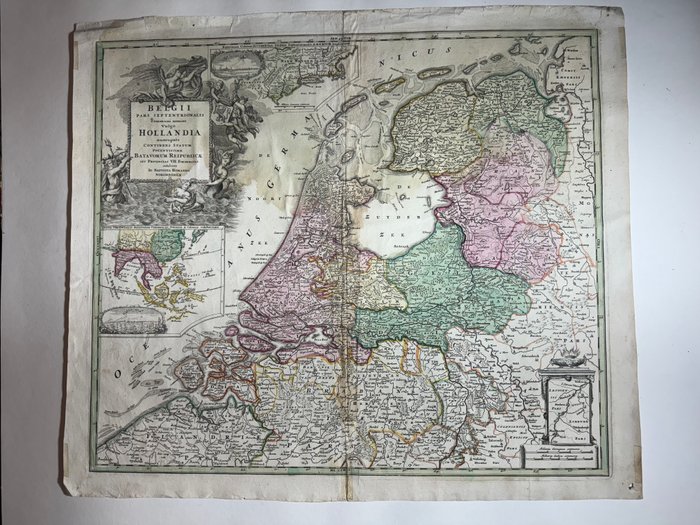 Tyskland - Holland under hollandsk kontrol over det nordøstlige USA og Sydøstasien; Johann Baptist Homann - Belgii Pars Septentrionalis communi nomine vulgo Hollandia nuncupata Continens Statum Potentissimae - 1701-1720