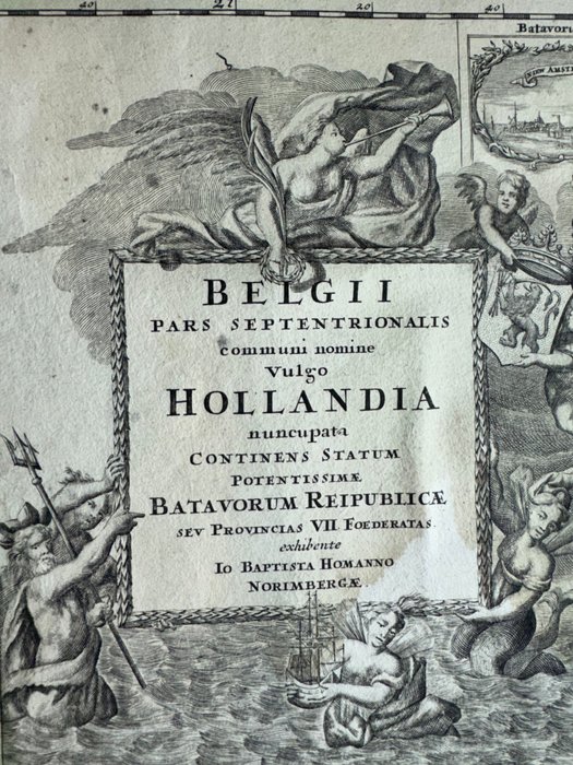 Tyskland - Holland under hollandsk kontrol over det nordøstlige USA og Sydøstasien; Johann Baptist Homann - Belgii Pars Septentrionalis communi nomine vulgo Hollandia nuncupata Continens Statum Potentissimae - 1701-1720