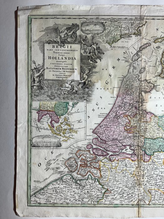 Tyskland - Holland under hollandsk kontrol over det nordøstlige USA og Sydøstasien; Johann Baptist Homann - Belgii Pars Septentrionalis communi nomine vulgo Hollandia nuncupata Continens Statum Potentissimae - 1701-1720