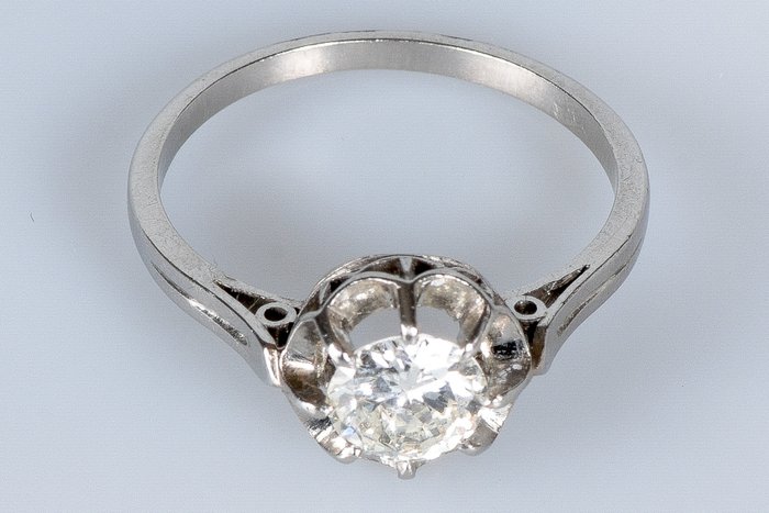 Ring - 18 kraat Hvidguld Diamant (Natur)