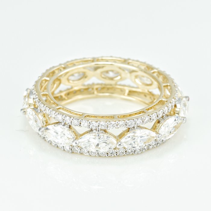 Ring - 14 karat Gulguld -  402ct tw Diamant (Laboratoriedyrket) - Bryllups band