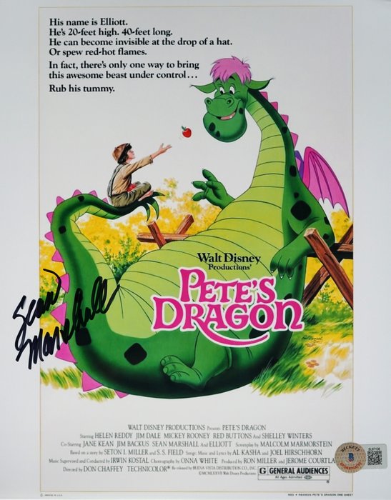 Pete's Dragon - Sean Marshall (Pete) - Autograph, Photo With Beckett COA