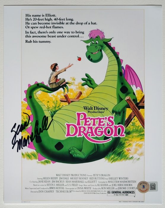 Pete's Dragon - Sean Marshall (Pete) - Autograph, Photo With Beckett COA