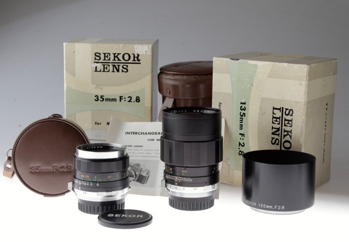 Sekor-Lens 35mm 28 / 135mm 28  / for Nikkorex F  / Weitwinkel + Telelinse