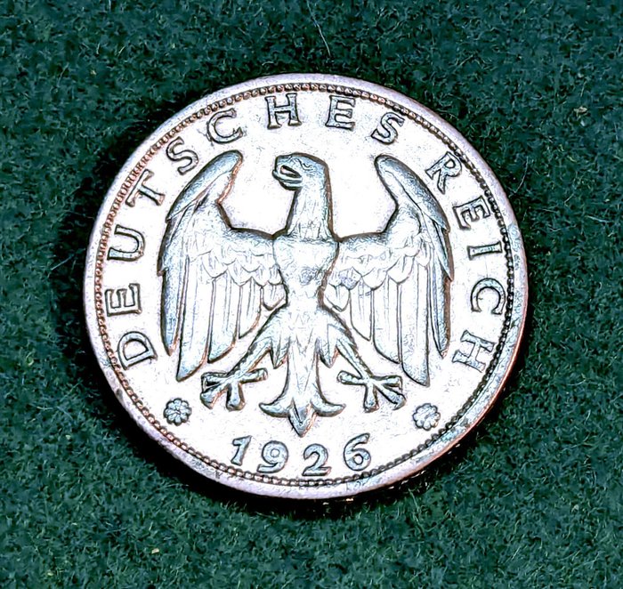 Tyskland. Republica Weimar. 1 Reichsmark 1926 ceca J (Escasa)  (Ingen mindstepris)