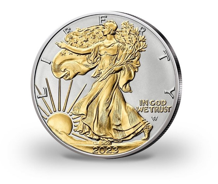 Förenta staterna. 1 Dollar 2023 - Walking Liberty - Gilded, 1 Oz (.999)  (Ingen mindstepris)