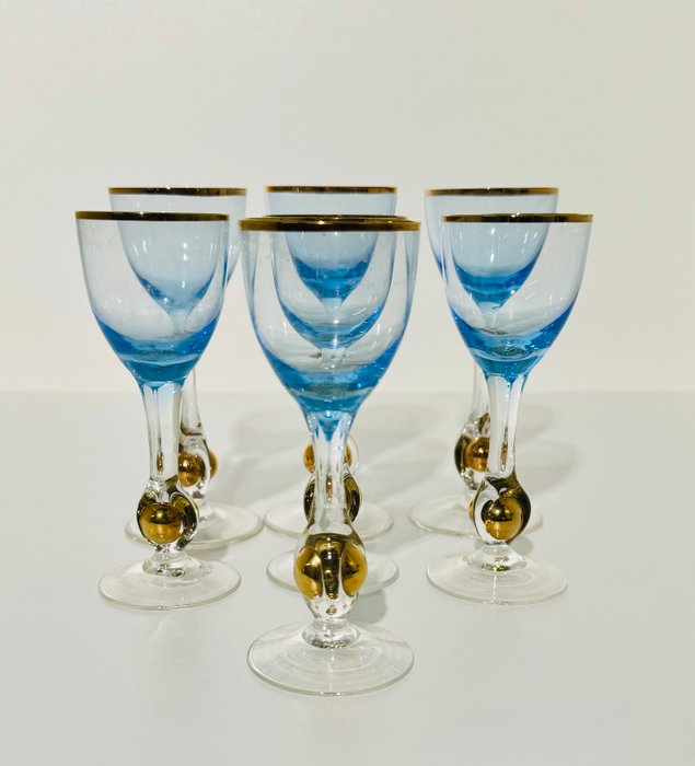 Zlatno Glassworks - Jozef Stanik (1908 - 1986) - Drikkeglas (7) - Golden Suzanne (Zlata Zuzana) - Glas - Likør / snapseglas