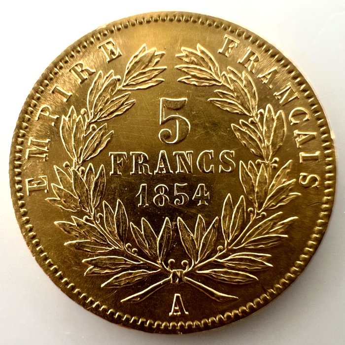 Frankrig Napoléon III (1852-1870) 5 Francs 1854-A Paris Tranche cannelée