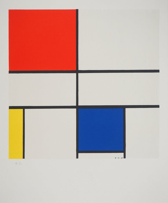 Piet Mondrian (1872-1944) - Composition C n°III en rouge, bleu et jaune