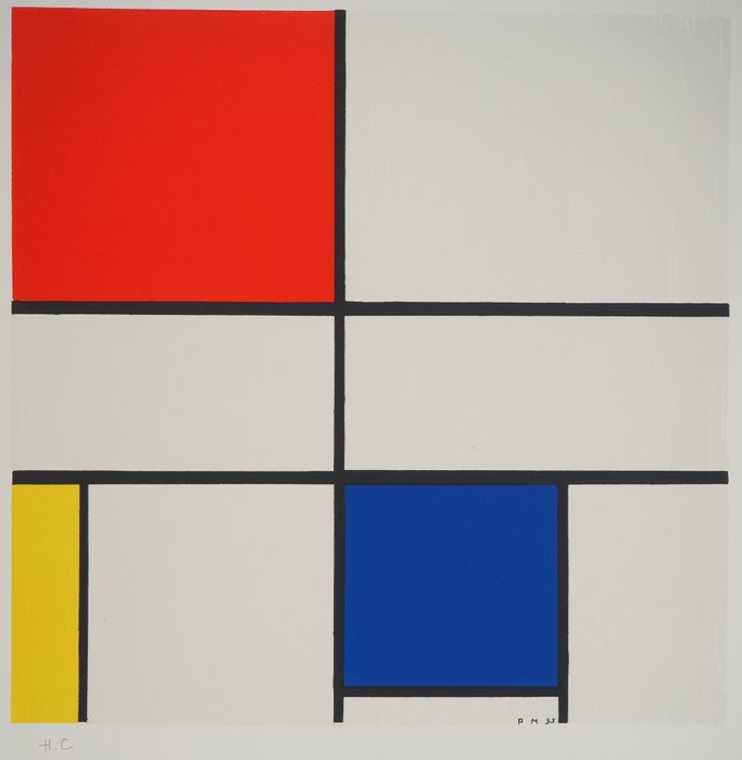 Piet Mondrian (1872-1944) - Composition C n°III en rouge, bleu et jaune