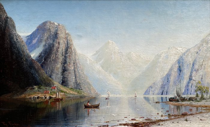 Therese Fuchs (1849-1910) - Fjord Landscape