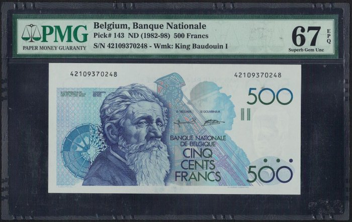 Belgien - 500 Francs ND (1982-1998) - Pick 143  (Ingen mindstepris)