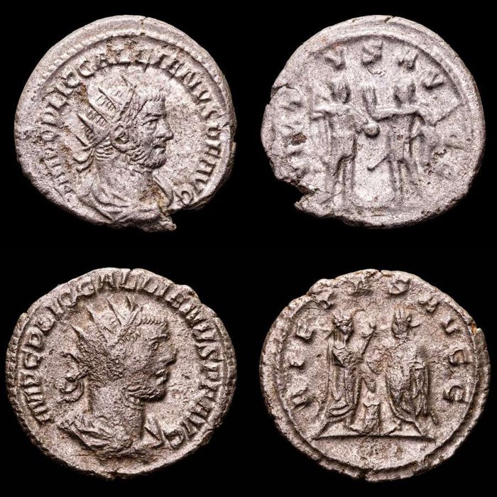 Romarriket Gallienus (AD 253-268) Lot comprising two (2) antoninianus Minted in Samosata  (Ingen mindstepris)