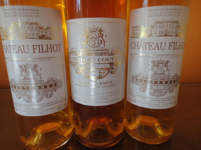 2009 Chateau Coutet  2015 Chateau Filhot x 2 - Sauternes - 3 Flasker (0,75 L)