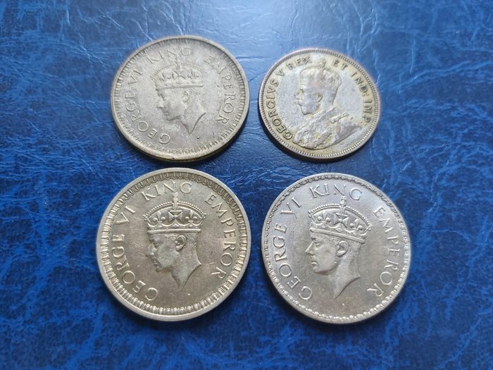 Europa, England, Holland. George IV. Lot of 9 silver coins-1 Rupee-1940/1942+1925  (Ingen mindstepris)