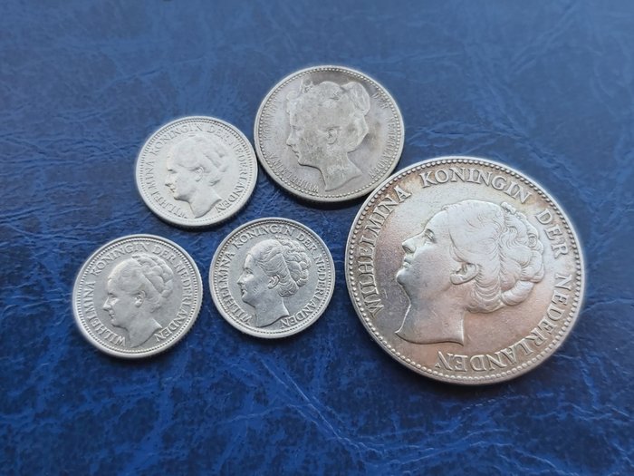 Europa, England, Holland. George IV. Lot of 9 silver coins-1 Rupee-1940/1942+1925  (Ingen mindstepris)