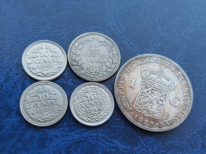 Europa, England, Holland. George IV. Lot of 9 silver coins-1 Rupee-1940/1942+1925  (Ingen mindstepris)