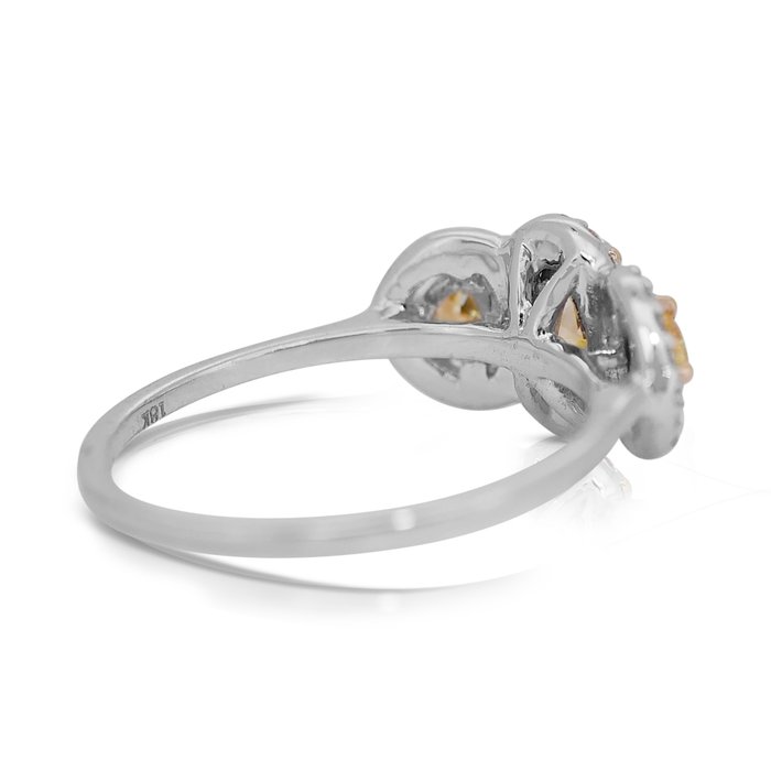 Ring - 18 kraat Hvidguld -  1.03ct. tw. Gul Diamant (Naturfarvet) - Diamant