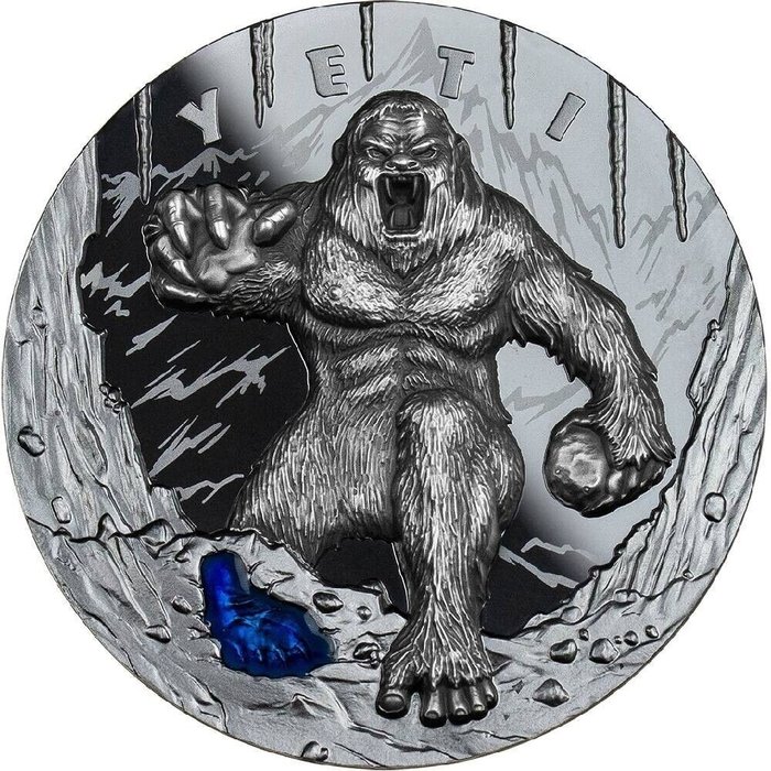 Niue. 5 Dollars 2022 Yeti, 2 Oz (.999) Black Proof  (Ingen mindstepris)