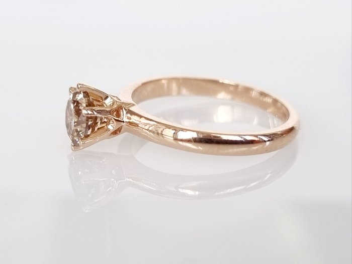 Ring - 14 karat Rosaguld -  1.00ct. tw. Brun Diamant (Naturfarvet)