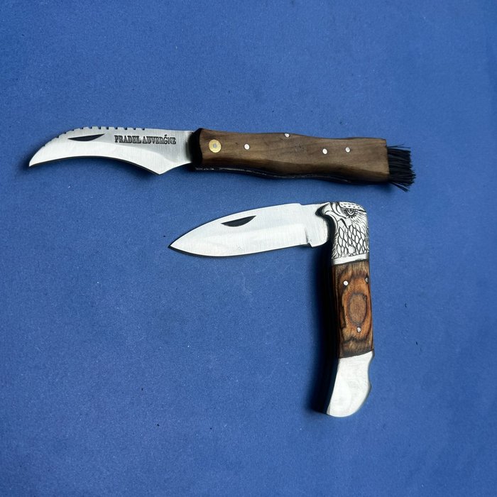 Køkkenkniv - Chef's knife - Knogle, Stål, Legendarisk køkken + lommeknive - lige fra landsbyen Laguiole - Par gamle stav  - Frankrig