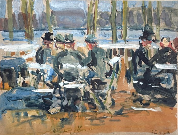 Augusta Von Zitzewitz (German 1880-1960) - Figures on a Cafe Terrace