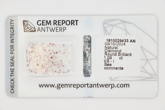 Ingen mindstepris - 137 pcs Diamant  (Natur)  - 1.09 ct - Rund - I1, I2, I3, SI1, SI2, VS1, VS2 - Gem Report Antwerp (GRA) - INGEN RESERVEPRIS