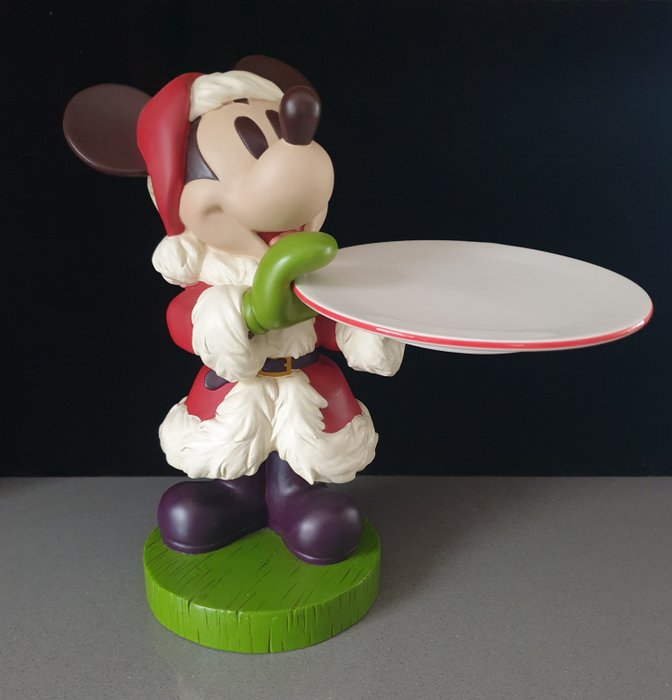 Statuette - DISNEY Santa Mickey Mouse Cookie Plate Holder CHRISTMAS Holiday Big Fig (2) - keramik