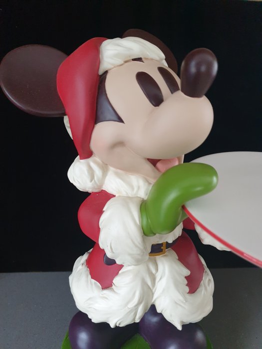 Statuette - DISNEY Santa Mickey Mouse Cookie Plate Holder CHRISTMAS Holiday Big Fig (2) - keramik