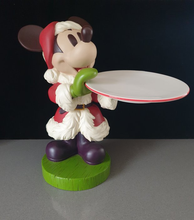 Statuette - DISNEY Santa Mickey Mouse Cookie Plate Holder CHRISTMAS Holiday Big Fig (2) - keramik