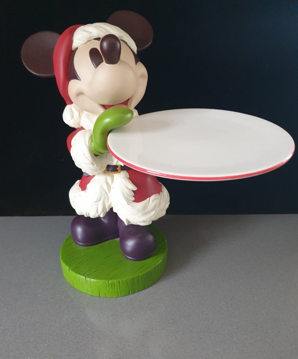 Statuette - DISNEY Santa Mickey Mouse Cookie Plate Holder CHRISTMAS Holiday Big Fig (2) - keramik