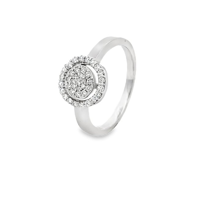 Ring - 14 karat Hvidguld -  034ct tw Diamant (Natur)  - Forlovelsesring