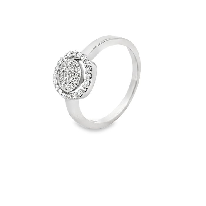 Ring - 14 karat Hvidguld -  034ct tw Diamant (Natur)  - Forlovelsesring