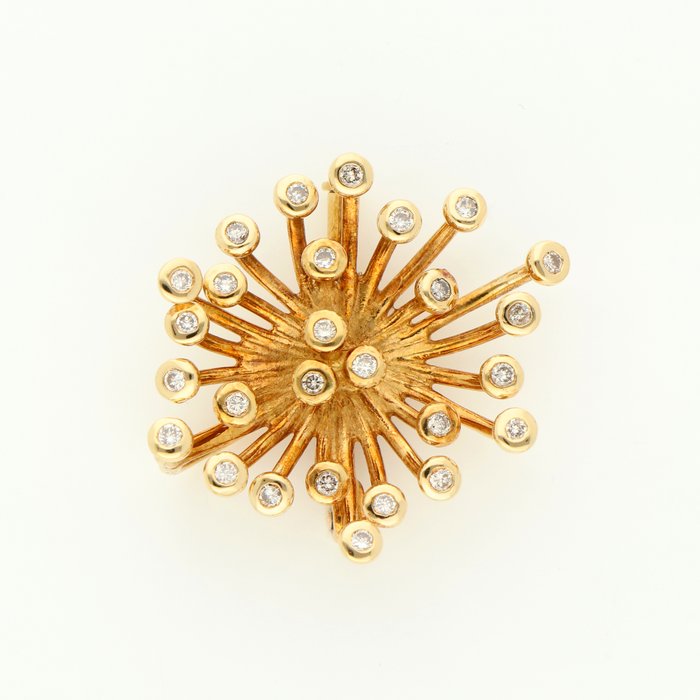 Broche - 18 kraat Gulguld Diamant (Natur)